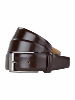 Pierre Cardin Ledergürtel Mit Dornschließe In Chrom-Optik - Dunkelbraun