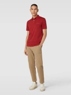 Marc O'Polo Poloshirt Aus Baumwolle Mit Label-Detail - Rostrot