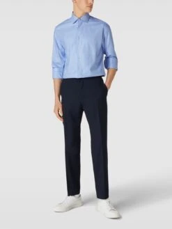Eterna Slim Fit Business-Hemd Mit Strukturmuster - Blau