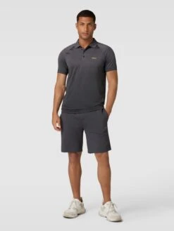 BOSS Green Slim Fit Stretch Poloshirt Mit Label-Detail Modell 'Pauletech' - Graphit