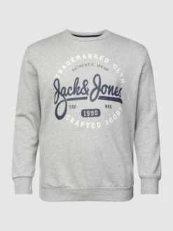 Jack & Jones Plus PLUS SIZE Sweatshirt Mit Label-Print - Hellgrau Meliert