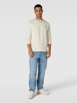 Carhartt Work In Progress Sweatshirt Mit Label-Stitching Modell 'SCRIPT' - Offwhite