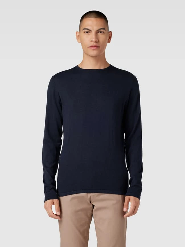 Christian Berg Men Strickpullover Mit Gerippten Abschlüssen - Marineblau 4 Christian Berg Men Strickpullover Mit Gerippten Abschlüssen - Marineblau – Bild 4