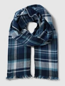 Bugatti Schal Mit Karomuster - Marineblau