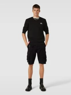 Alpha Industries Sweatshirt Mit Label-Print Modell 'BASIC' - Schwarz