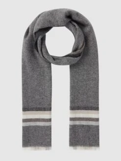 Fraas Schal Mit Kontraststreifen - Dunkelgrau Meliert