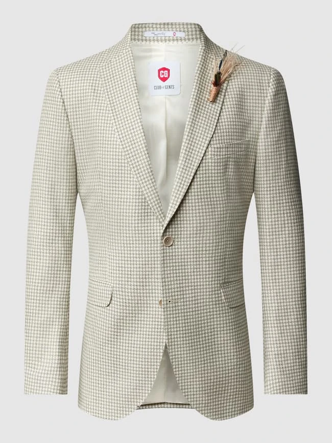 CG - Club Of Gents Slim Fit 2-Knopf-Sakko Mit Hahnentrittmuster Modell 'Paul' - Grün 2 CG - Club Of Gents Slim Fit 2-Knopf-Sakko Mit Hahnentrittmuster Modell 'Paul' - Grün – Bild 2
