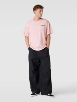 PEQUS T-Shirt Mit Geripptem Rundhalsausschnitt - Rosa