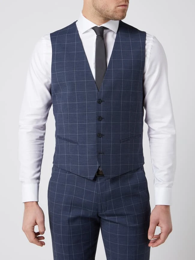 MCNEAL Slim Fit Weste Mit Gitterkaro Modell 'Emil' - Marineblau 4 MCNEAL Slim Fit Weste Mit Gitterkaro Modell 'Emil' - Marineblau – Bild 4