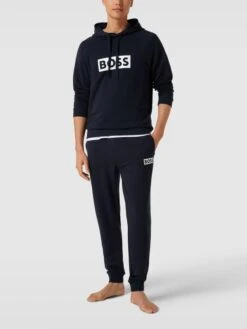 BOSS Hoodie Mit Label-Print Modell 'Fashion' - Dunkelblau