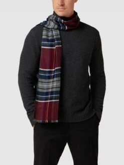 Christian Berg Men Schal Aus Viskose Mit Tartan-Karo - Bordeaux Rot