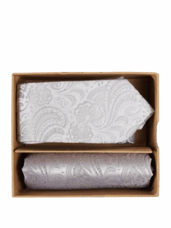 Prince Bowtie Krawatte Und Einstecktuch Im Set Mit Allover-Muster - Silber