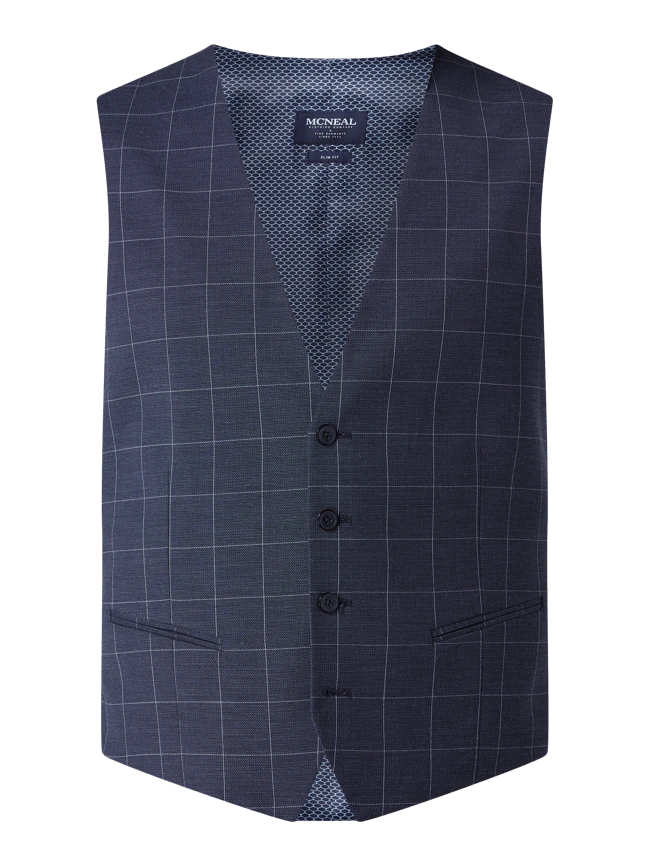 MCNEAL Slim Fit Weste Mit Gitterkaro Modell 'Emil' - Marineblau 2 MCNEAL Slim Fit Weste Mit Gitterkaro Modell 'Emil' - Marineblau – Bild 2
