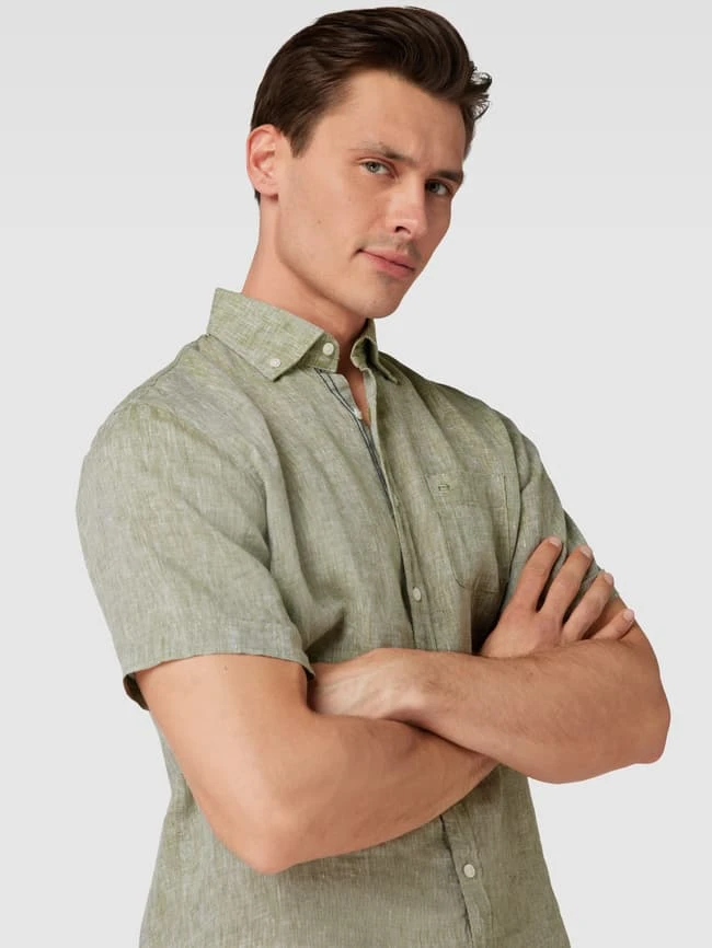 OLYMP Business-Hemd Aus Leinen Mit Button-Down-Kragen - Grün 3 OLYMP Business-Hemd Aus Leinen Mit Button-Down-Kragen - Grün – Bild 3