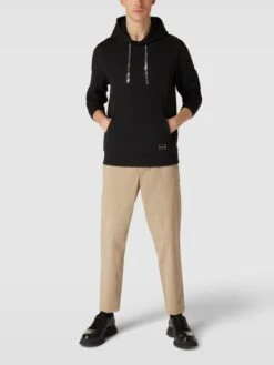 HUGO Hoodie Mit Zier-Applikation Modell 'Dombat' - Schwarz