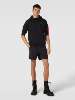 Alpha Industries Hoodie Mit Label-Applikation Modell 'X-FIT' - Schwarz