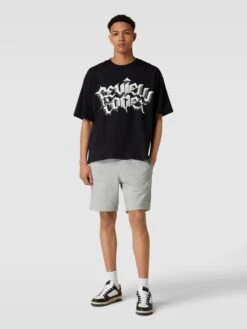 CHAMPION Sweatshorts Mit Label-Print - Hellgrau Meliert