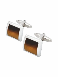 Lindenmann Manschettenknöpfe Mit Einfassung In Perlmutt-Optik - Schwarz