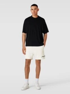 PEQUS Sweatshorts Mit Label-Print - Offwhite