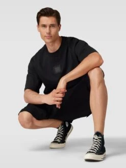 BOSS Green Oversized T-Shirt Mit Label-Detail Modell 'Talboa Lotus' - Schwarz