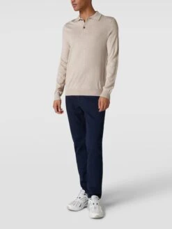 Christian Berg Men Strickpullover Mit Polokragen - Sand Meliert