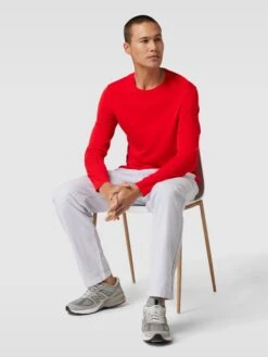 MAERZ Muenchen Strickpullover Mit Geripptem Rundhalsausschnitt - Rot