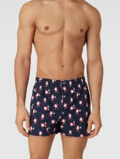 Christian Berg Men Boxershorts Mit Allover-Muster - Dunkelblau