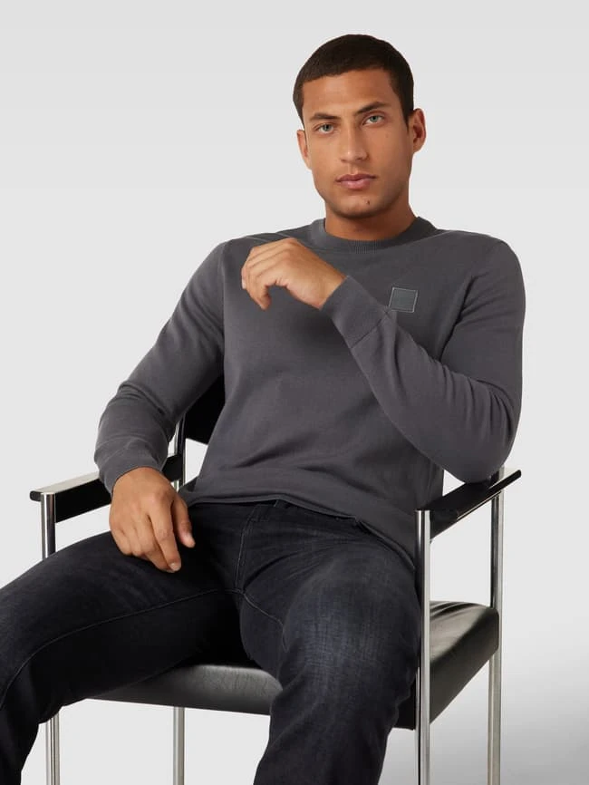 BOSS Orange Strickpullover Mit Label-Stitching Modell 'Kanovano' - Dunkelgrau 3 BOSS Orange Strickpullover Mit Label-Stitching Modell 'Kanovano' - Dunkelgrau – Bild 3