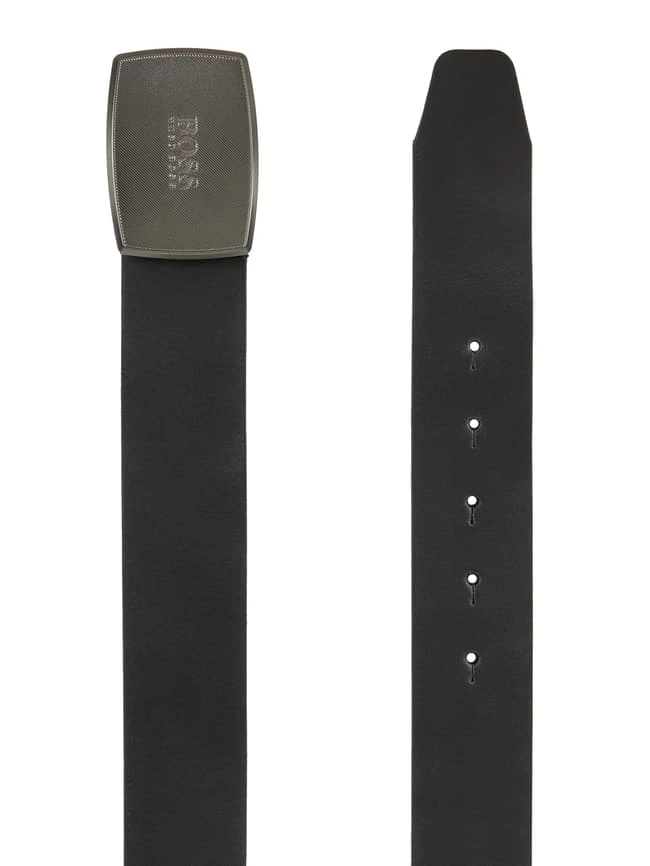 BOSS Ledergürtel Mit Pinschließe In Metallic Modell 'Jensy' - Schwarz 2 BOSS Ledergürtel Mit Pinschließe In Metallic Modell 'Jensy' - Schwarz – Bild 2