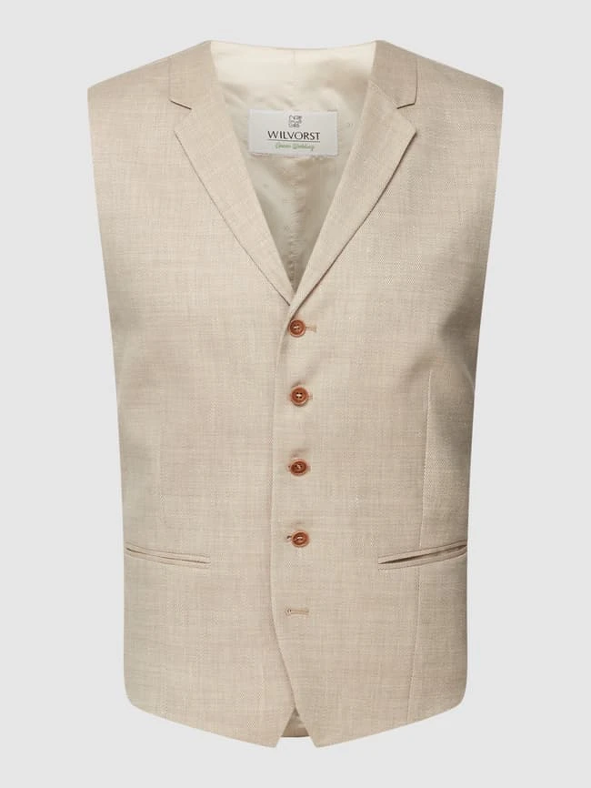 Wilvorst Anzugweste Mit Paspeltaschen - Beige 2 Wilvorst Anzugweste Mit Paspeltaschen - Beige – Bild 2