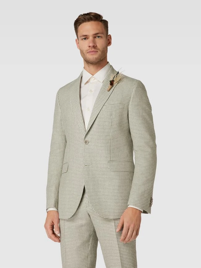 CG - Club Of Gents Slim Fit 2-Knopf-Sakko Mit Hahnentrittmuster Modell 'Paul' - Grün 4 CG - Club Of Gents Slim Fit 2-Knopf-Sakko Mit Hahnentrittmuster Modell 'Paul' - Grün – Bild 4
