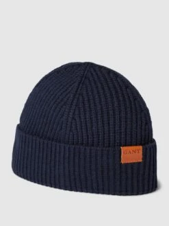 Gant Beanie Mit Label-Detail Modell 'FISHERMAN' - Marineblau