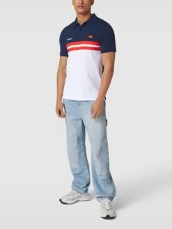 Ellesse Poloshirt Im Colour-Blocking-Design Modell 'MUCCIO' - Weiß
