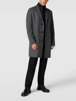 HUGO Mantel Mit Seitlichen Eingrifftaschen 'Milogan' - Mittelgrau Meliert