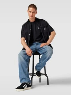 REVIEW T-Shirt Aus Reiner Baumwolle Mit Motiv-Stitching - Schwarz