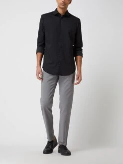 Jake*s Regular Fit Business-Hemd Mit Stretch-Anteil - Schwarz