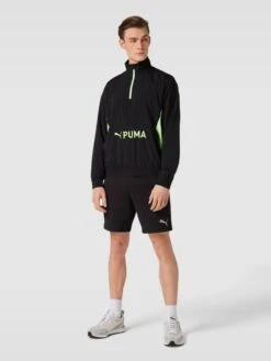 PUMA PERFORMANCE Sweatshirt Mit Kurzem Reißverschluss Modell 'Woven' - Schwarz