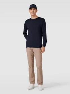 Christian Berg Men Strickpullover Mit Gerippten Abschlüssen - Marineblau