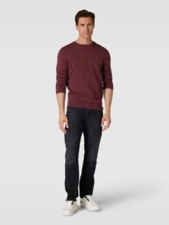 Tom Tailor Strickpullover Mit Label-Stitching Modell 'BASIC' - Bordeaux Rot