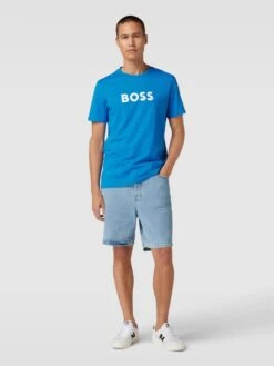 BOSS T-Shirt Mit Label-Print - Royalblau