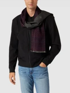 Christian Berg Men Schal Mit Glencheck-Muster - Bordeaux Rot