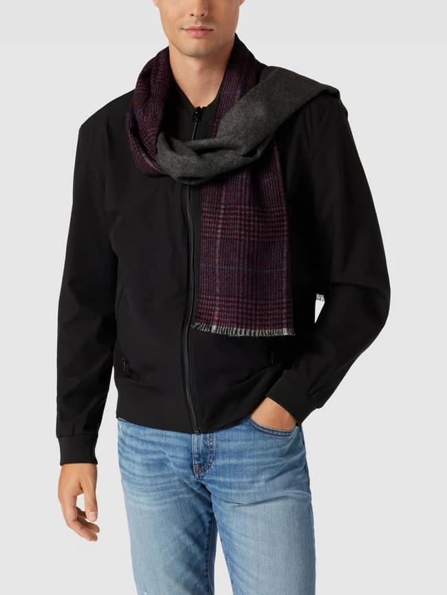Christian Berg Men Schal Mit Glencheck-Muster - Bordeaux Rot 1 Christian Berg Men Schal Mit Glencheck-Muster - Bordeaux Rot