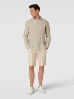 Zeybra Bermudas Aus Leinen Mit Französischer Eingrifftasche - Beige