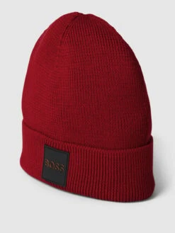 BOSS Wollmütze In Ripp-Optik Modell 'Foxxy' - Rot