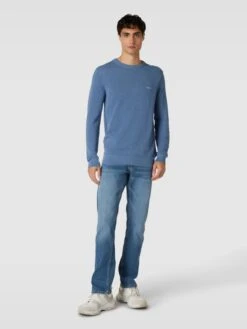 Gant Strickpullover Mit Label-Stitching - Ozean Blau Meliert
