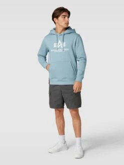 Alpha Industries Hoodie Mit Label-Print Modell 'BASIC' - Eisblau