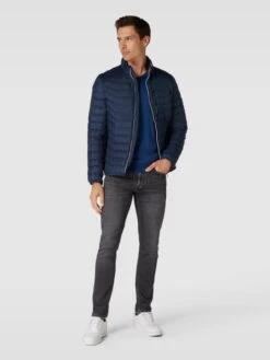 Tom Tailor Steppjacke Mit Label-Patch - Marineblau