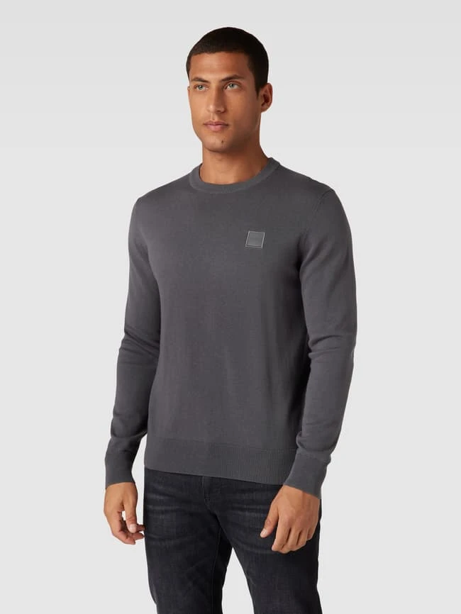 BOSS Orange Strickpullover Mit Label-Stitching Modell 'Kanovano' - Dunkelgrau 4 BOSS Orange Strickpullover Mit Label-Stitching Modell 'Kanovano' - Dunkelgrau – Bild 4