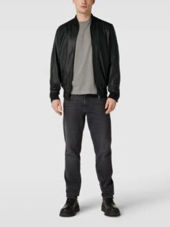 Milestone Lederjacke Mit Stehkragen Modell 'Bernado' - Schwarz