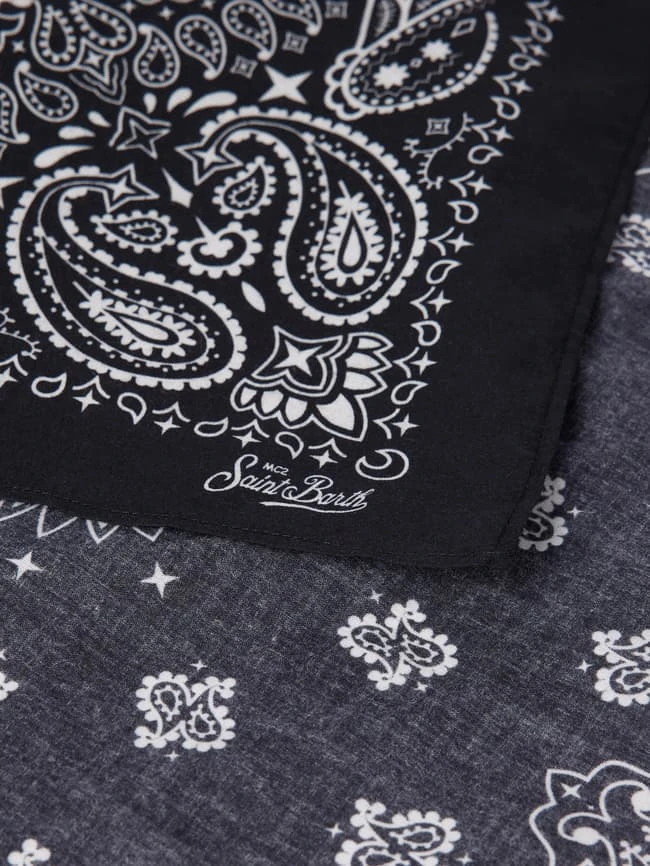 MC2 Saint Barth Schal Mit Label-Print Modell 'FOULARD' - Schwarz 2 MC2 Saint Barth Schal Mit Label-Print Modell 'FOULARD' - Schwarz – Bild 2